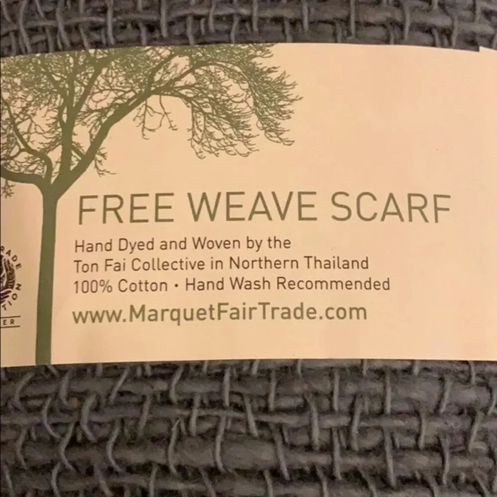 Marquet Slate Charcoal Free Weave Cotton Scarf NWT